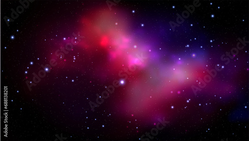 Space vector background with realistic nebula and shining stars. Magic colorful galaxy with stardust