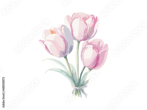 Beautiful Tulips bouquet, Vector illustration colorful watercolor Tulips bouquet. Generative AI