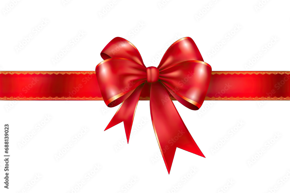 Red bow isolated on white or transparent background generative ai Red bow isolated on white or transparent background generative ai