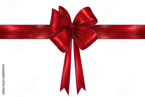 Red bow isolated on white or transparent background generative ai 