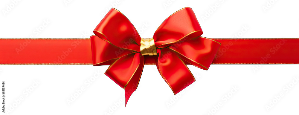 Red bow isolated on white or transparent background generative ai Red bow isolated on white or transparent background generative ai