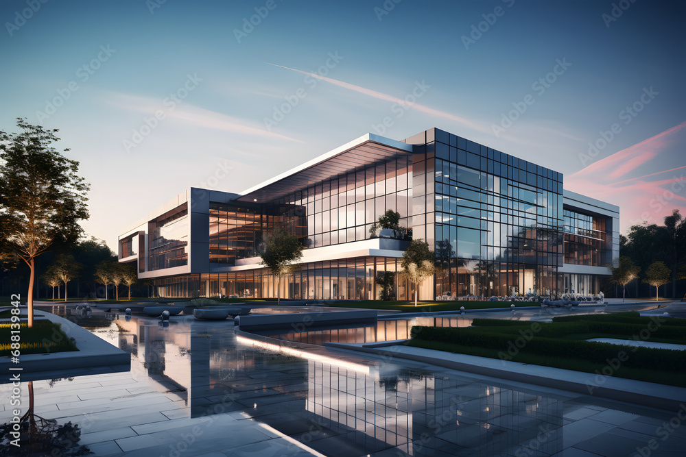 Obraz premium luxury commercial building with contemporary corporate architecture