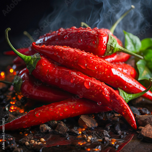 Fiery red hot chili peppers...
