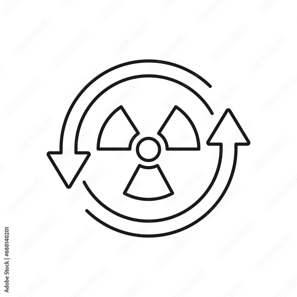 Nuclear energy cycle icon line style isolated on white background. Vector illustration Nuclear energy cycle icon line style isolated on white background. Vector illustration