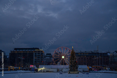 Bergen, Norway - December 1 2023 : Christmas Market in Bergen, Norway 