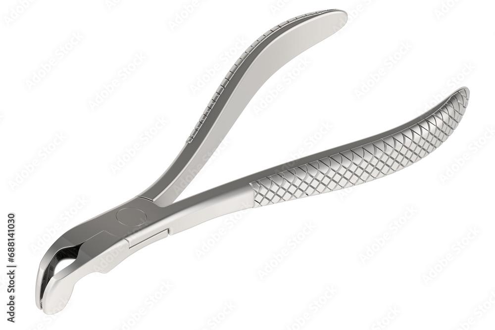 Dental extracting forceps, closeup. 3D rendering isolated on transparent background Dental extracting forceps, closeup. 3D rendering isolated on transparent background