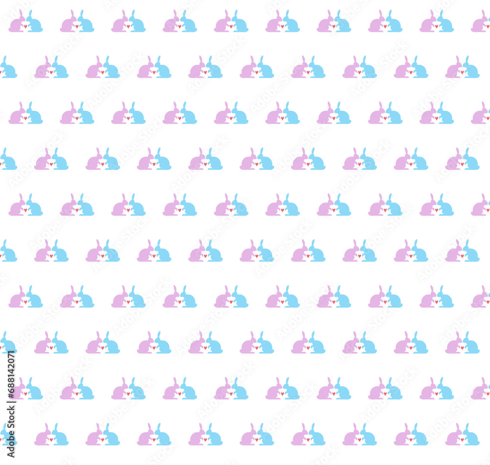 Seamless pattern with lovesick hares on a white background. Vector illustration Seamless pattern with lovesick hares on a white background. Vector illustration