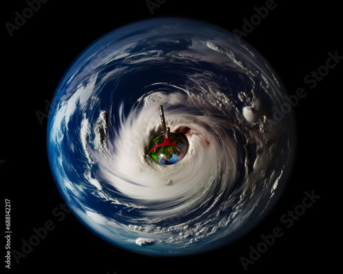Hurricane joaquin over the globe. An image of the earth taken from space photo