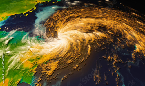 Hurricane mariana with typhoon winds approaching. An image of a large wave in the ocean