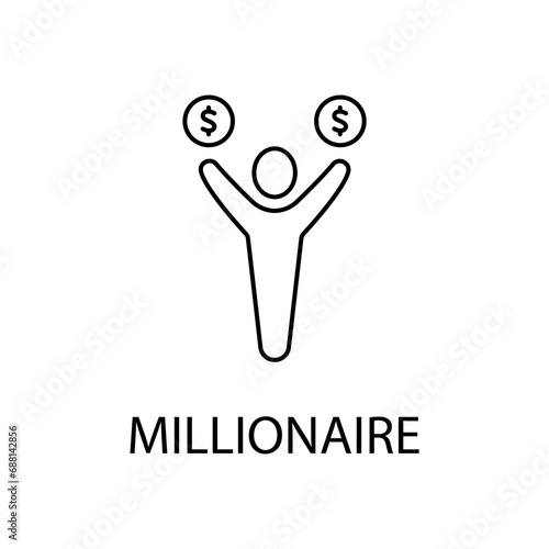 millionaire concept line icon. Simple element illustration. millionaire concept outline symbol design.