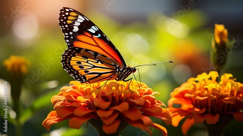The butterfly is resting on a flower © Khalida