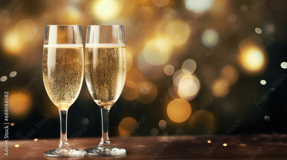 New Year Celebration - Toast With Champagne And Fireworks - Defocused Bokeh Lights And Glittering Effect On Background New Year Celebration - Toast With Champagne And Fireworks - Defocused Bokeh Lights And Glittering Effect On Background