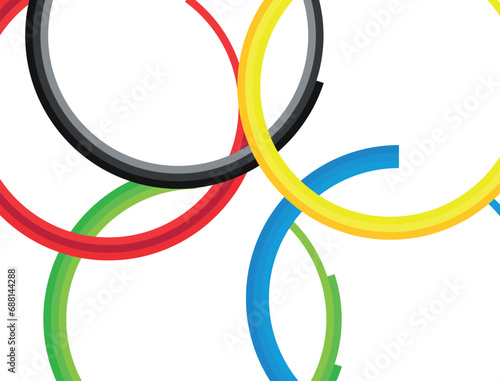 abstract colored rings on a white background.