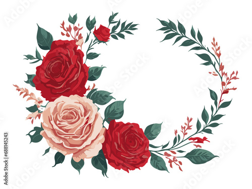 Watercolor flower frame border for wedding birthday card background invitation decoration .Generative AI