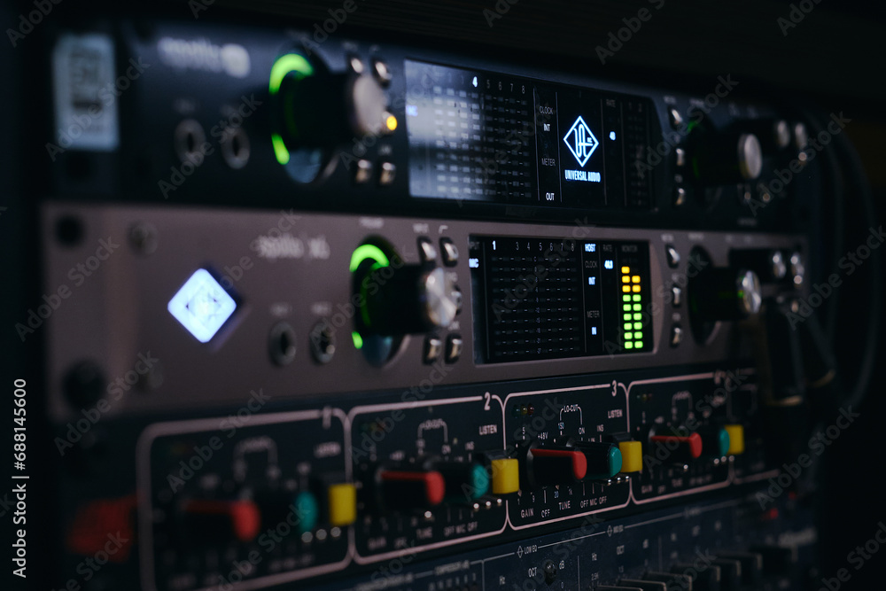 Close up of audio mixer Close up of audio mixer