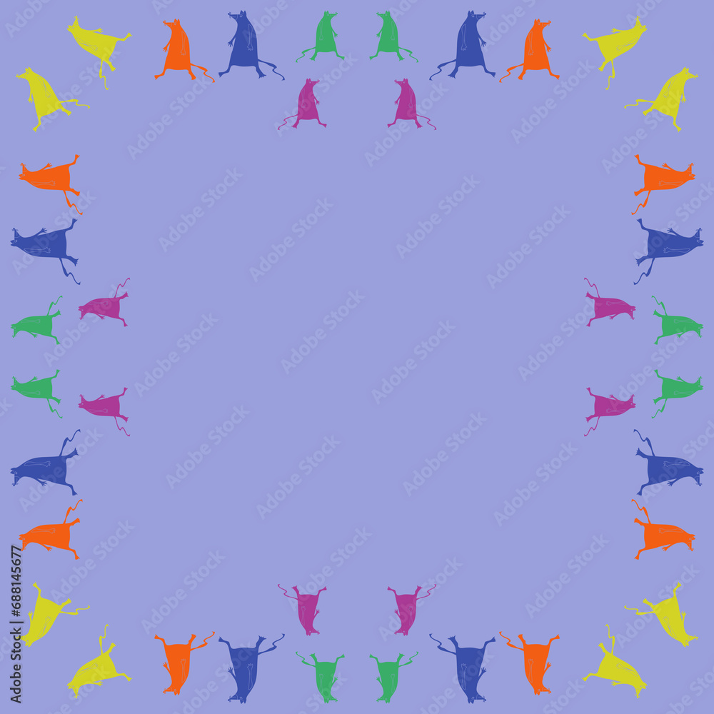 Obraz premium Stylized colored mouses. Hand drawn.