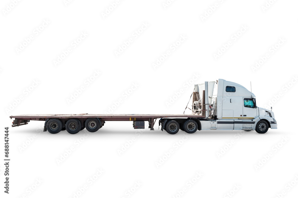 Bonnet truck with a semitrailer isolated