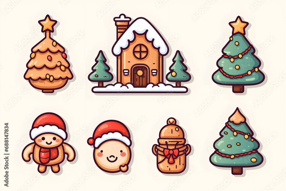 Cute Christmas Icons Illustration