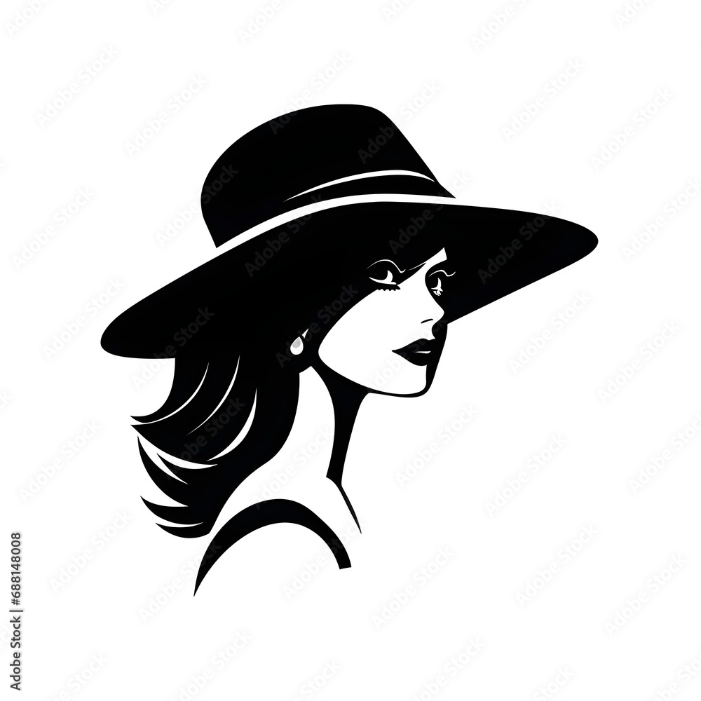 Elegant Woman Silhouette in Hat Elegant Woman Silhouette in Hat