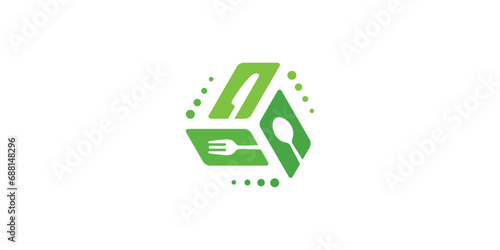 Kitchen Set Logo Design. Food Logo Fork Spoon Knife Combine Concept wit Minimalist Style. Icon Symbol Vector Illustration Template.