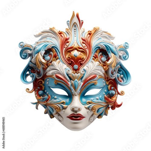 Colorful Venice carnival mask isolated on transparent background © RMedia