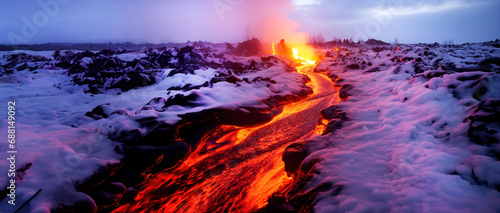 Artist rendition of lava fissure in Iceland created with Generative AI technology