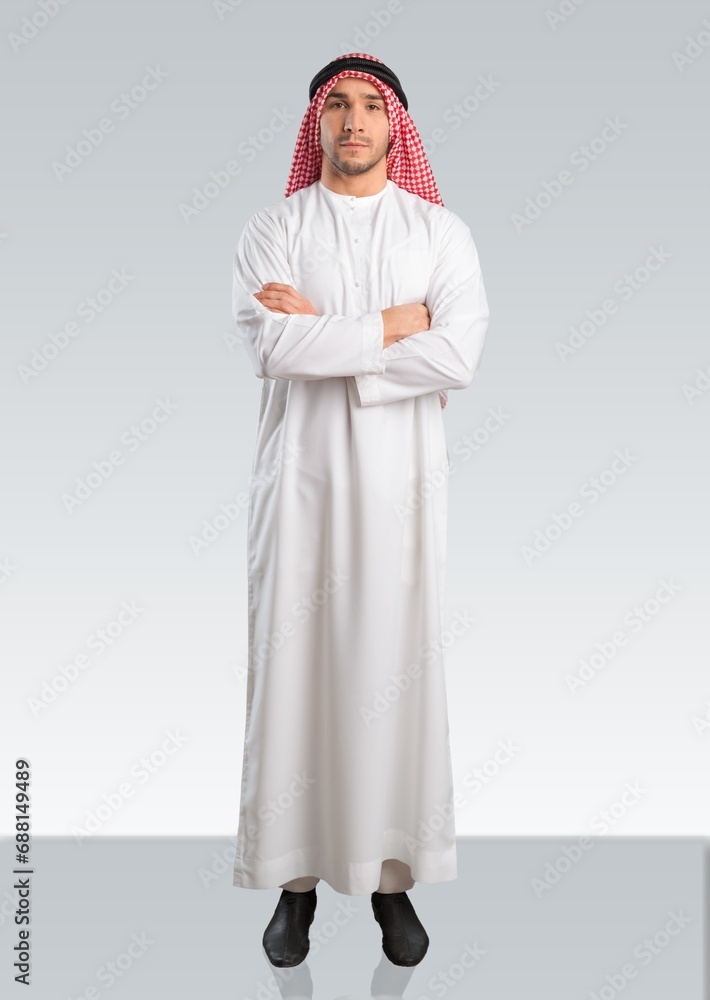 A saudi character man wearing thob posing