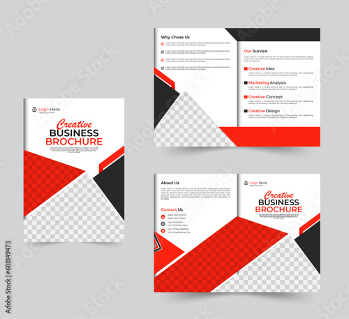 Business bi fold brochure design template. Corporate bi fold business brochure design template in A4 size