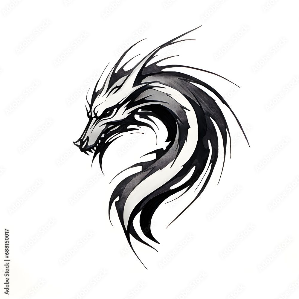 Black and White Dragon Tattoo Design