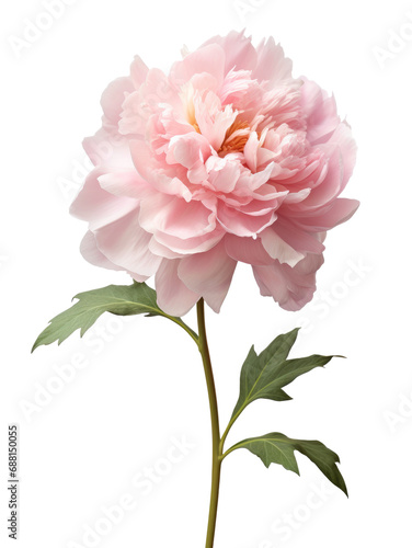 Pink peony flower isolated on transparent background