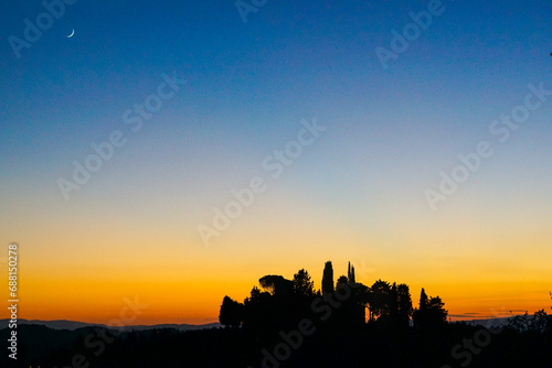 sunset over tuscany