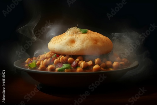 Chole bhature indian dish. Puri masala salad Generate Ai