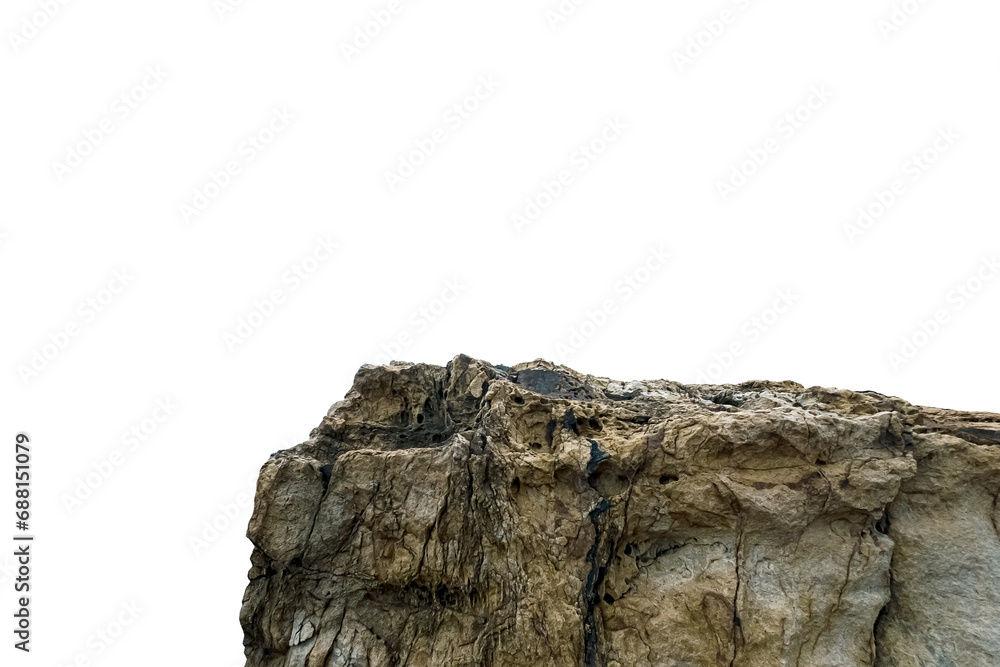 Gray textured high rocky cliff isolated on white background Gray textured high rocky cliff isolated on white background