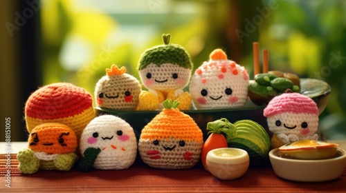 Cute crocheted vegetables smiling