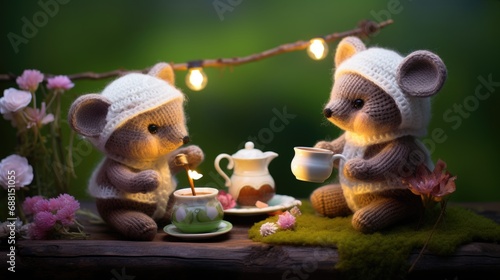 Cute mouse doll teaparty photo