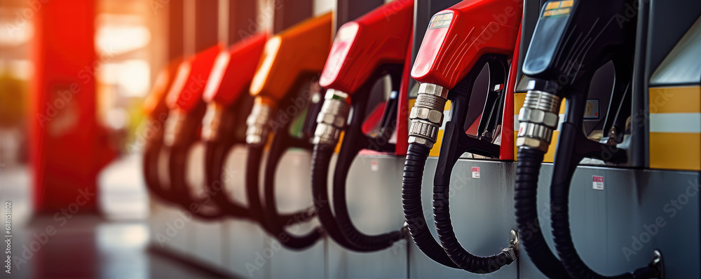 Close-up photo of fuel gasoline dispenser Fuel pump background