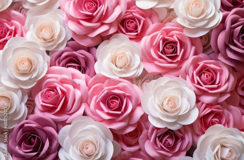 close up pink and white roses 