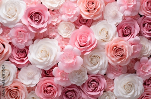 close up pink and white roses 