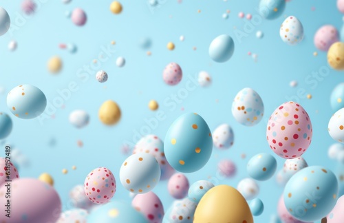 colorful easter eggs on a blue background,