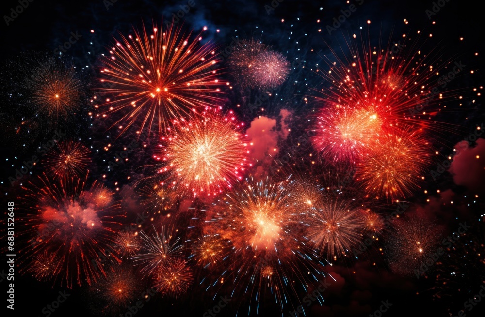 colorful fireworks are lit up in the night sky,