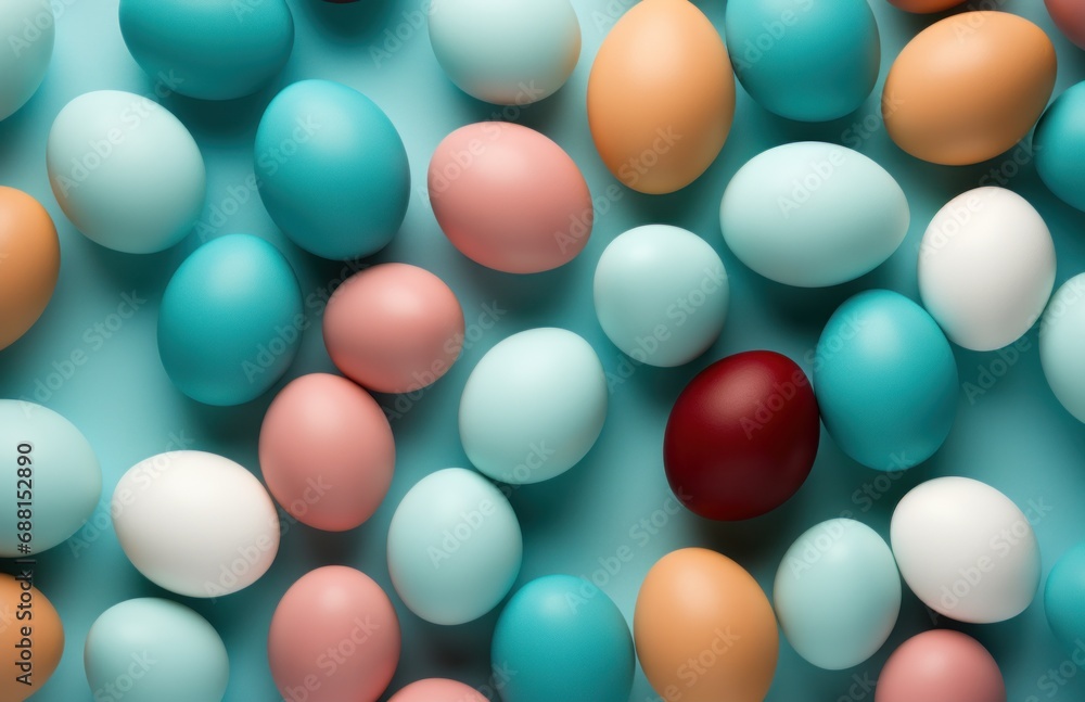 colourful easter eggs on a blue background, colourful easter eggs on a blue background,