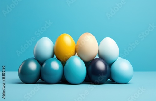 colourful easter eggs on a blue background,