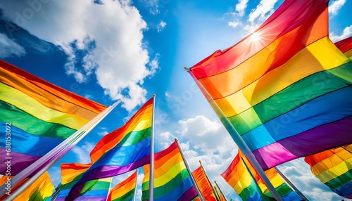 serie di bandiere arcobaleno che sventolano generato con ai photo