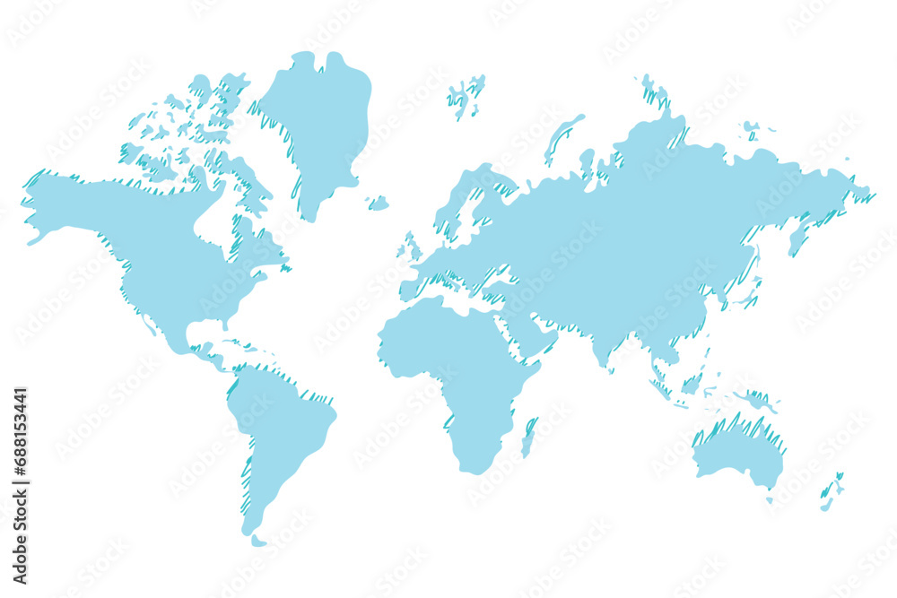 World map outline. Gray world map. Vecto