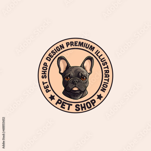 French bulldog mascot logo design template vector icon illustration. French bulldog symbol