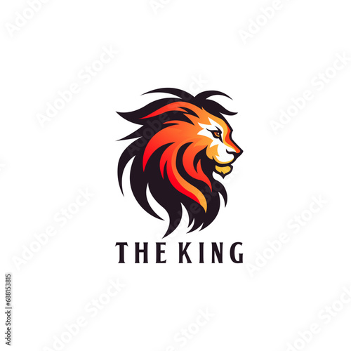 King Lion Head mascot logo design template vector icon illustration. Lion Head symbol