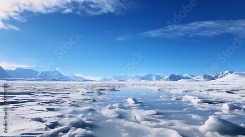Expansive View of an Icy Lake in Monochrome Under a Cloudless Sky: The Essence of Calm