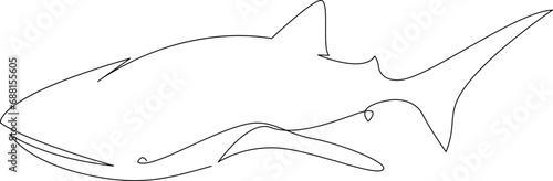 One line whale shark design silhouette. Hand drawn minimalism style vector illustration.