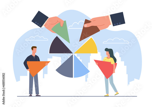 Private equity and personal investment funds and asset ownership. Family budget. planning analyzing income and payment. Money organization Cartoon flat isolated vector financial concept