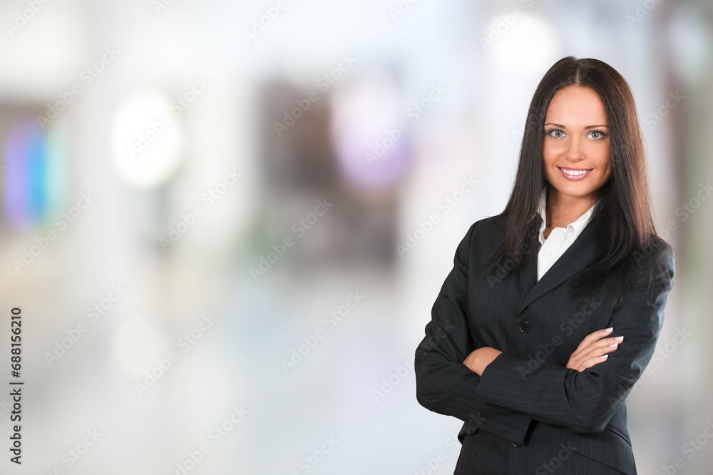 Naklejka premium Young happy business woman posing